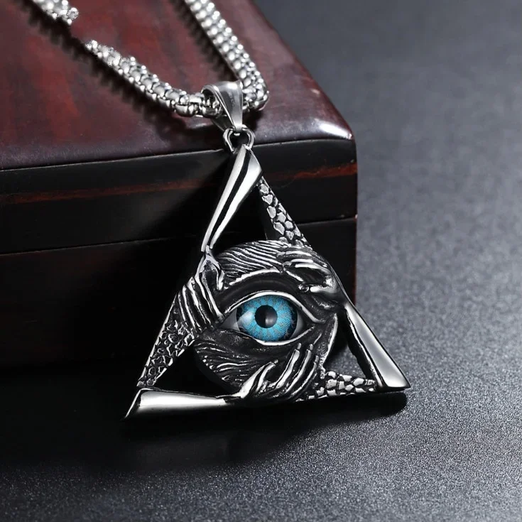 New Style Ancient Egyptian Pyramid Masonic Triangle Omniscient Eye Pendant Necklace Men's Trend Hip Hop Amulet Gift