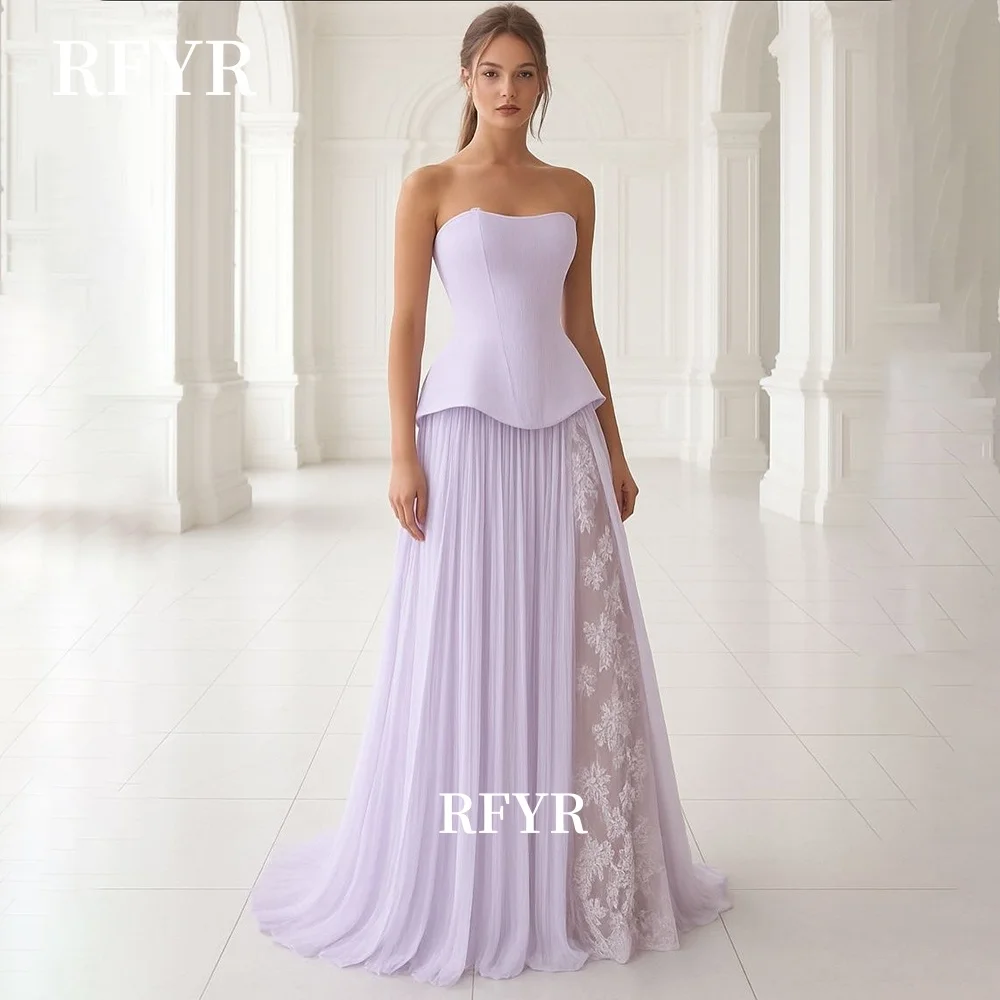 

RFYR Sweetheart Party Dress Chiffon Pleats Lace Evening Dress A Line Celebrity Gala Dress for Arabic Women Vestidos Customized