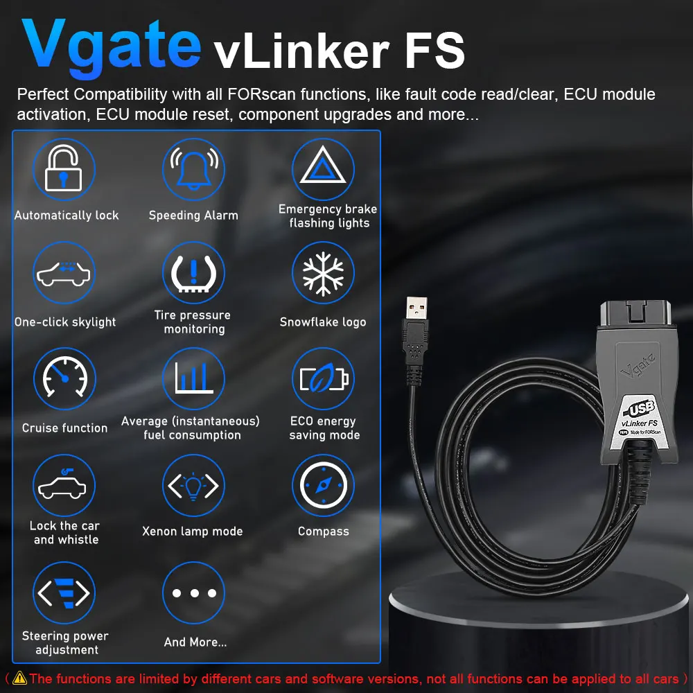 Vgate vLinker FS FORScan ELM327 USB For Ford HS/MS-CAN OBD 2 OBD2 Car Diagnostic Scanner Tool ELM 327 OBDII For Mazda