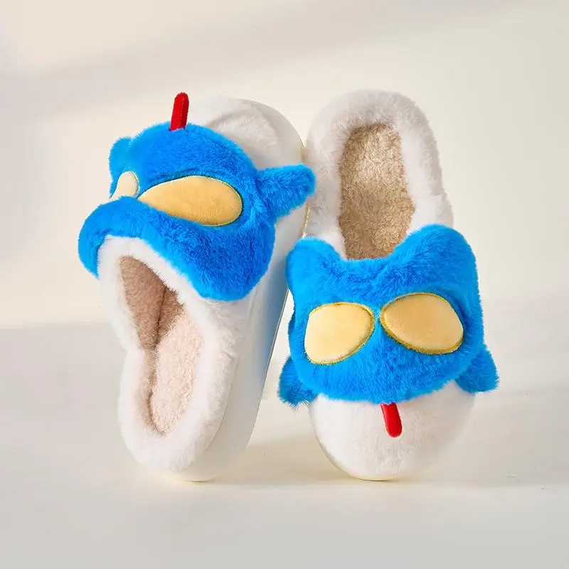 Kawaii Crayon Shin-Chan Anime Cartoon Plush Cotton Slippers for Girls Home Thick-Soled Home Shoes