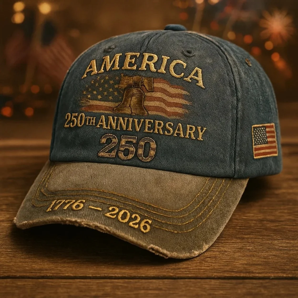250th Anniversary Patriotic Baseball Cap - Showcases American patriotism and independence spirit. Features adjustable design wit
