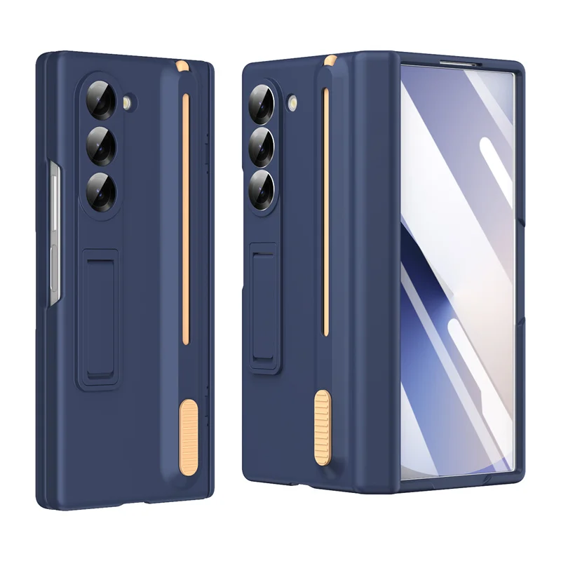 

For Samsung Galaxy Z Fold 3 4 5 6 5G Case Magnetic Hinge Screen Glass Film Retractable Pen Slot Bracket Cover For Galaxy Z Fold6