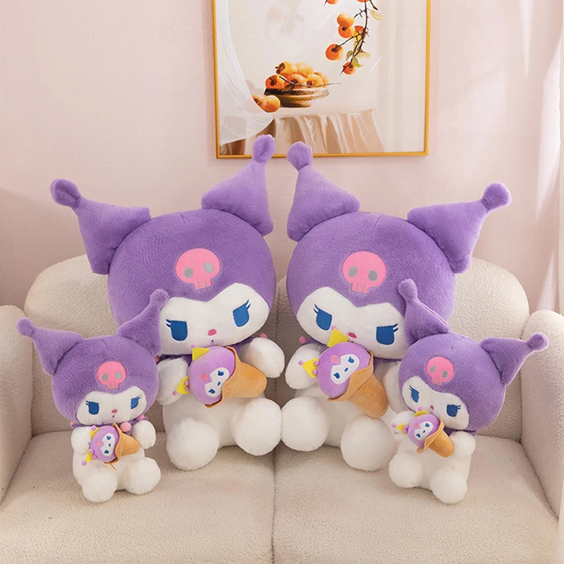 Kuromi brinquedo de pelúcia personagem dos desenhos animados sorvete temático bonito animal de pelúcia para crianças aniversário presente natal companheiro sono decoração casa