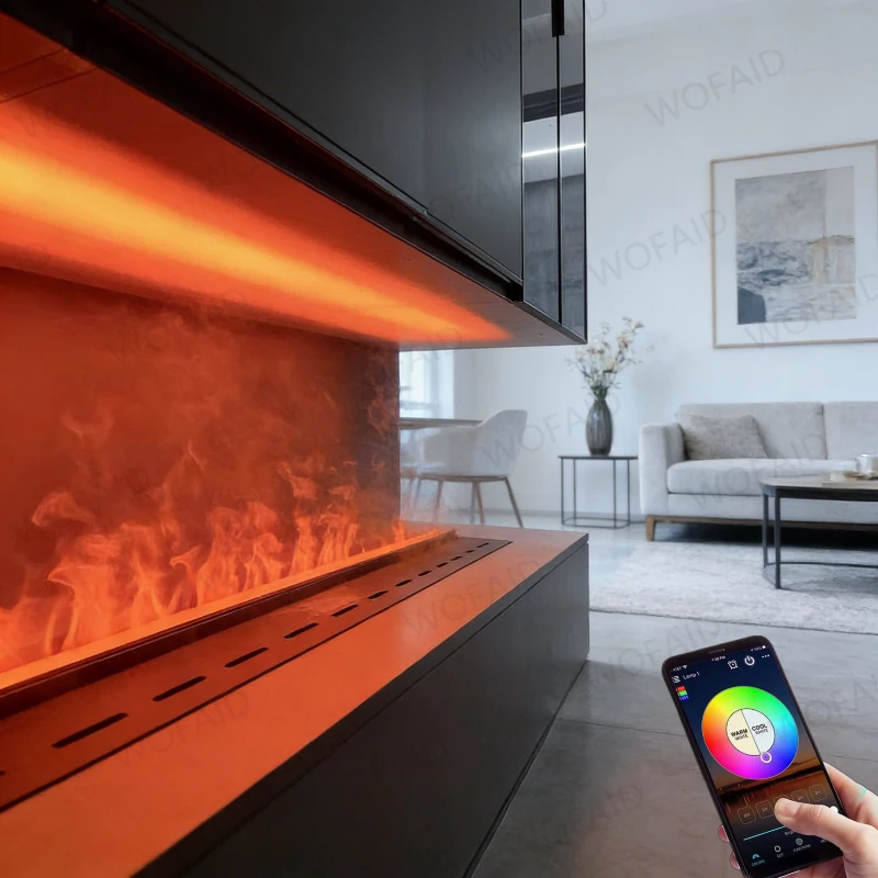 

Luxury 3D Water Vapor Fireplace Realistic Био Камин 3D Flame Effect Decorative Atomizing Fireplace 31 Color LED Flame Changing