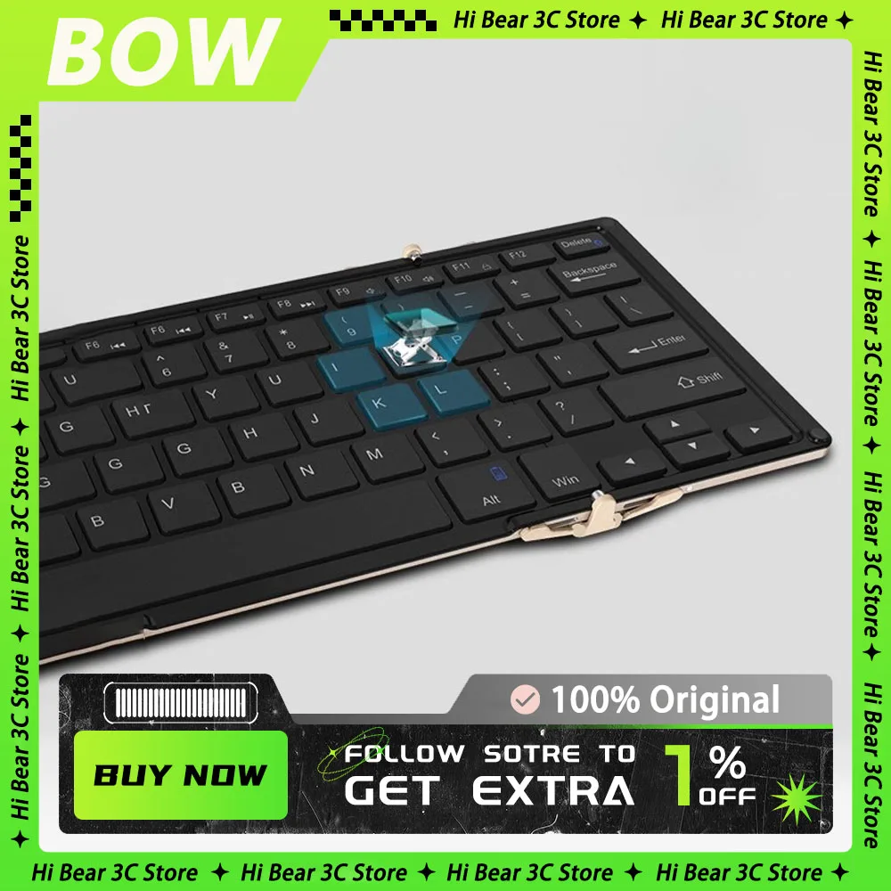 

BOW Folding Keyboard Bluetooth Wireless RGB Light Customizate Foldable Bluetooth Keyboard Pc Gamer Accessories for Office Mac