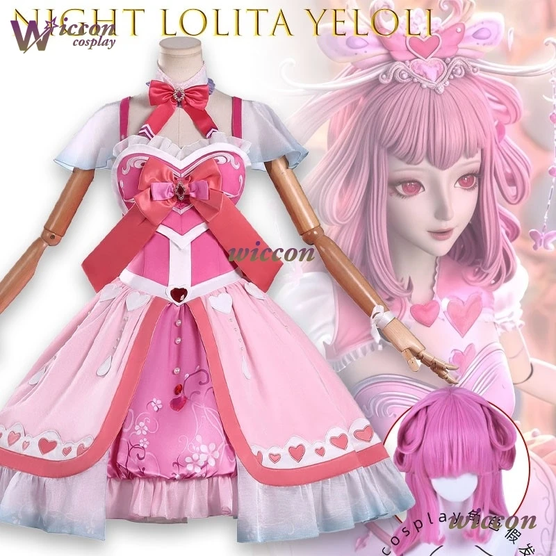YesOk Night Lolita Yeloli Cosplay Dress White Floral Lace Trim Sheer Sleeves Elegant Fairy Princess Gown Halloween Party Lolita