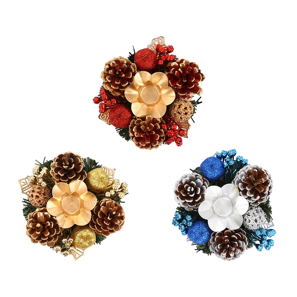 3Pcs Christmas Cup Simple Elegant Candlestick for Home Banquet Dining Table Decorative Stand Xmas Adornment