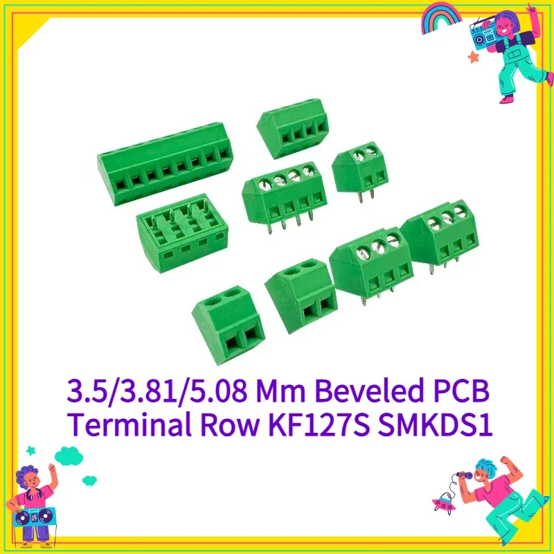 5Pcs KF 127S 3.5mm 3.81mm Screw Inclined PCB Terminal Block Connector KF127S KF102 DG381S - 3.5 / 3.81 2~12P