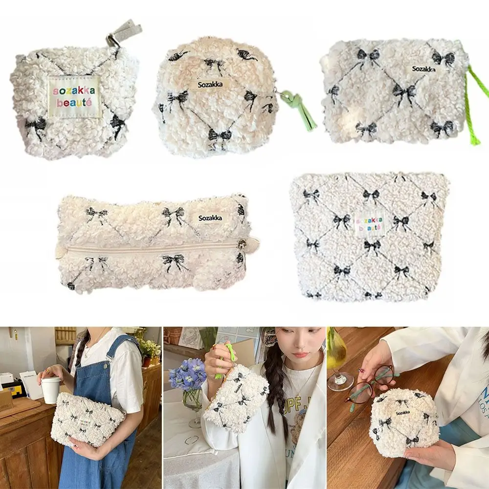 Fashion Lamb Wool Makeup Bag Travel Organizer Storage Bag Toiletry Bag Portable Wash Pouch