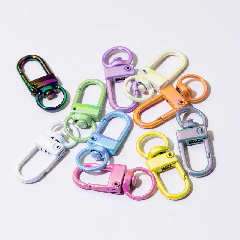 10pcs Color Spring Buckle Colorful Opening Ring Electroplated Door Buckle Keychain DIY Accessories Connecting Ring