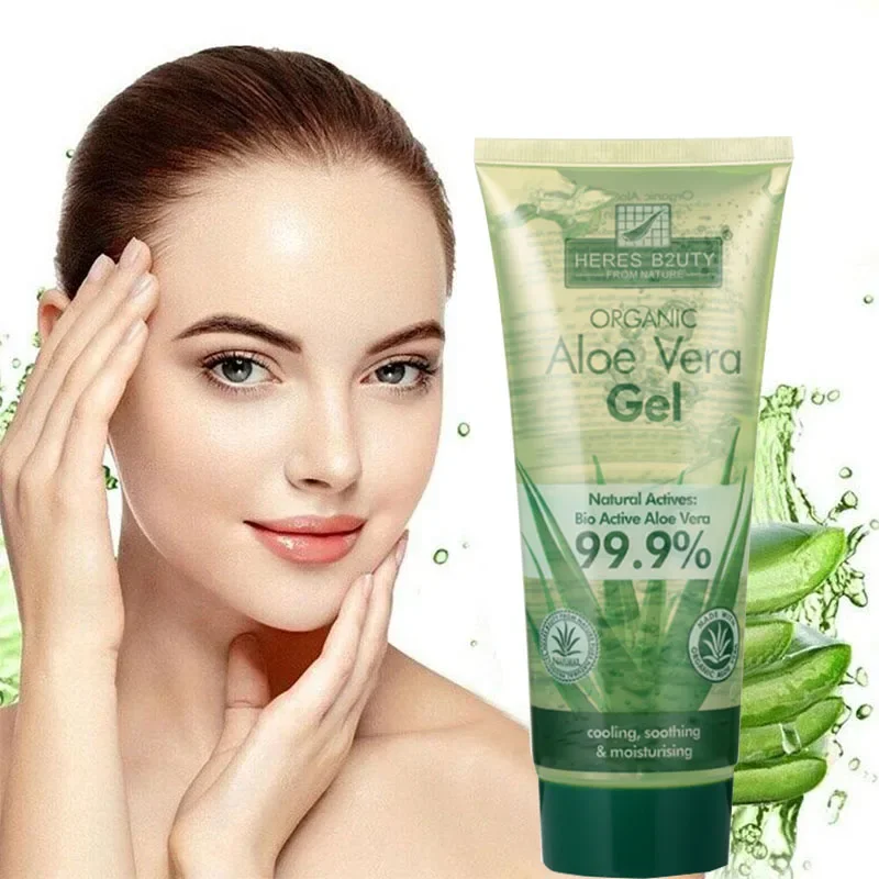 Aloe gel dispels acne lightens acne marks controls oil moisturizes removes blackheads shrinks pores soothes after sunning