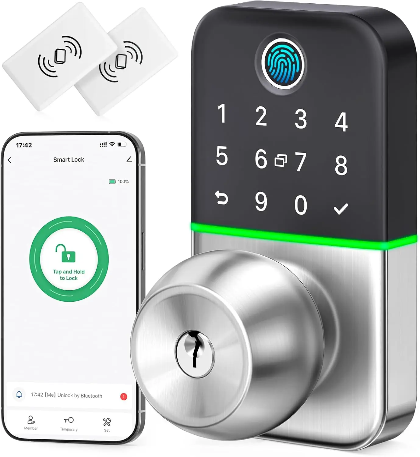 

Smart Door Lock with Fingerprint, Keypad & App Control - Easy Installation, Remote Access