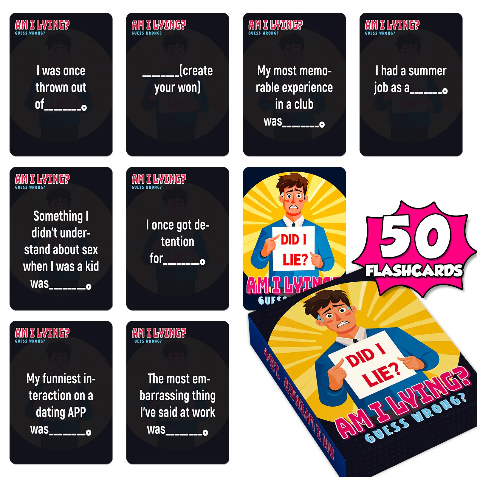 50 Cards Desk Game Family Party Interaction Cards (Liar's Game) Penalty Cards Drinking Game For Friend Gatherings Card Game Prop