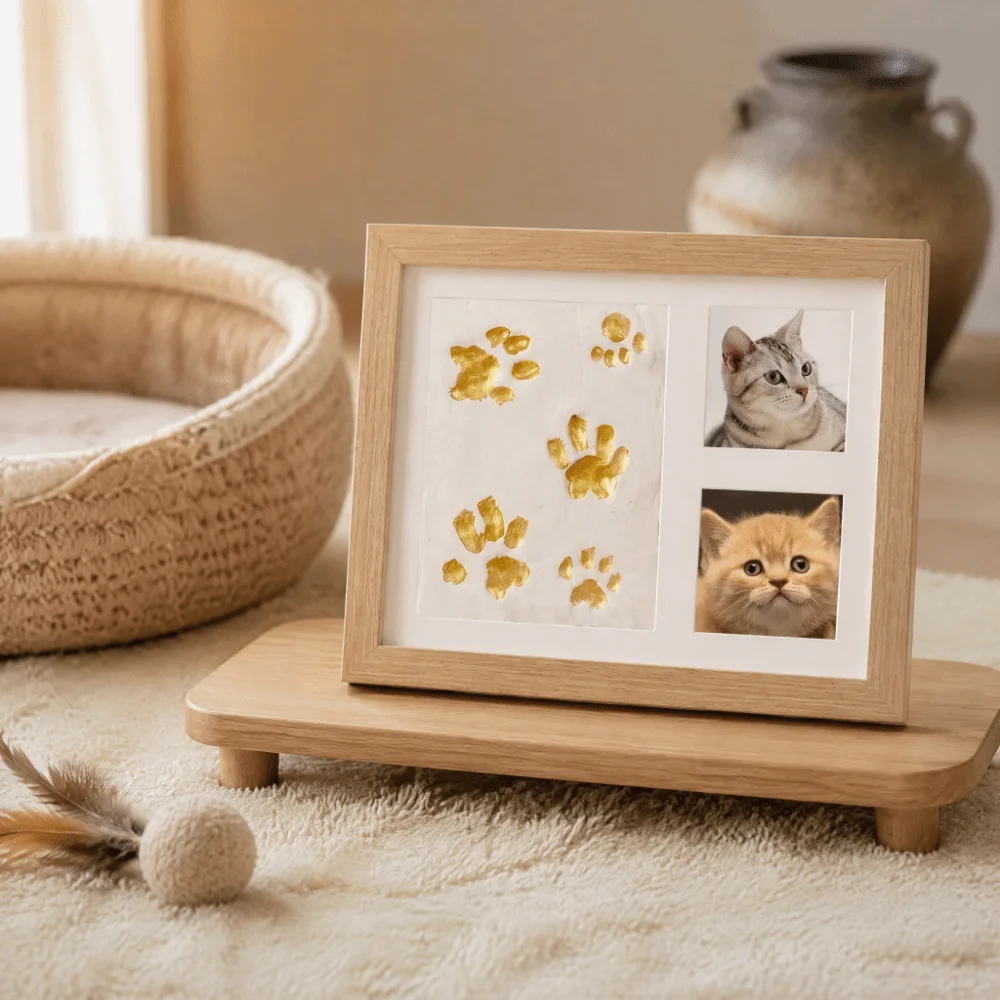 Non-Toxic DIY Keepsake Kit Safe Clay Mold Footprint Frame Creative Exquisite Pet Paw Print Frame Dogs Cats Keepsake