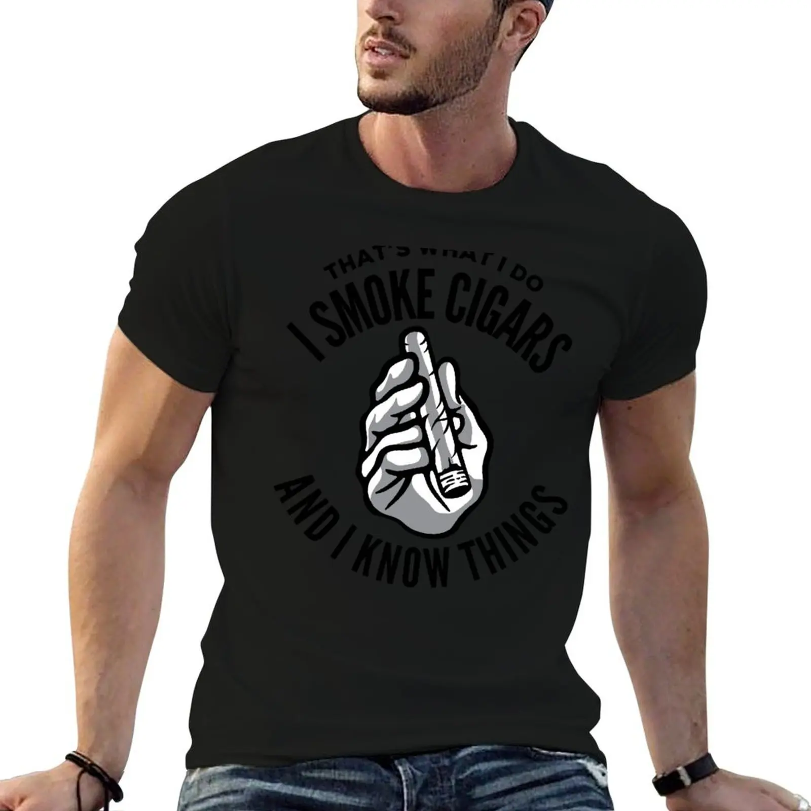 I Smoke Cigars and I Know Things T-Shirt plus size tops blacks T-shirt men