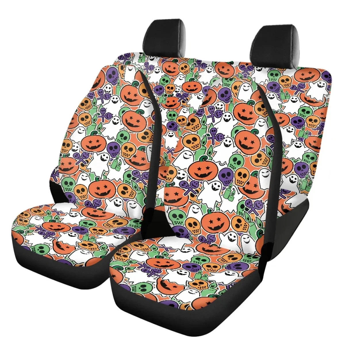 Halloween Pumpkin Design Universal Car Front/Back Seat Covers Durable Washable Auto Vehicle Seat Cover Non-Slip Cars Interior