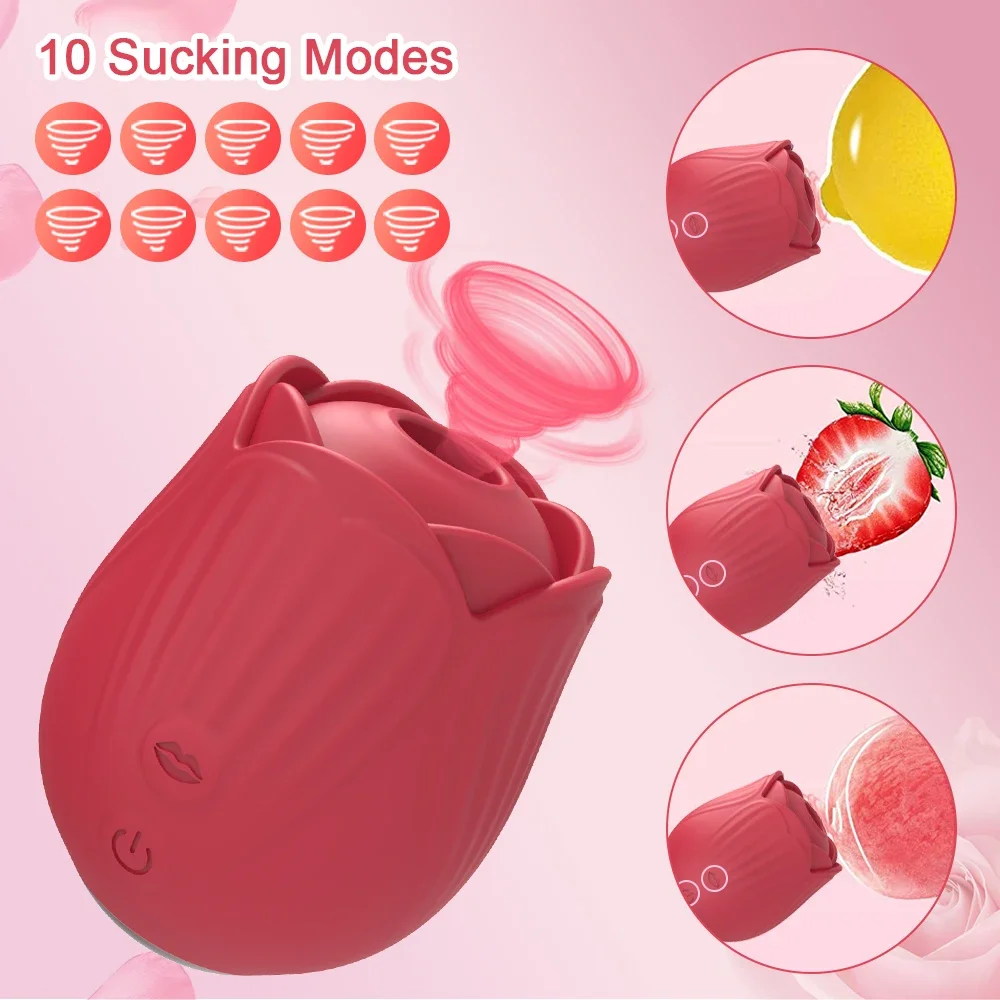 Rose Shape Vagina Sucking Vibrator Intimate Good Nipple Sucker Oral Licking Clitoris Stimulation Powerful Toys for Women