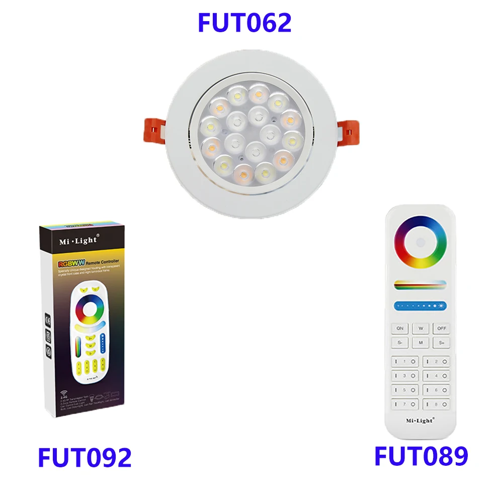 9W RGB+CCT LED Ceiling Spotlight AC86-265V Brightness Adjust 2.4G FUT092 Remote/WiFi IBOX APP Control Downlight