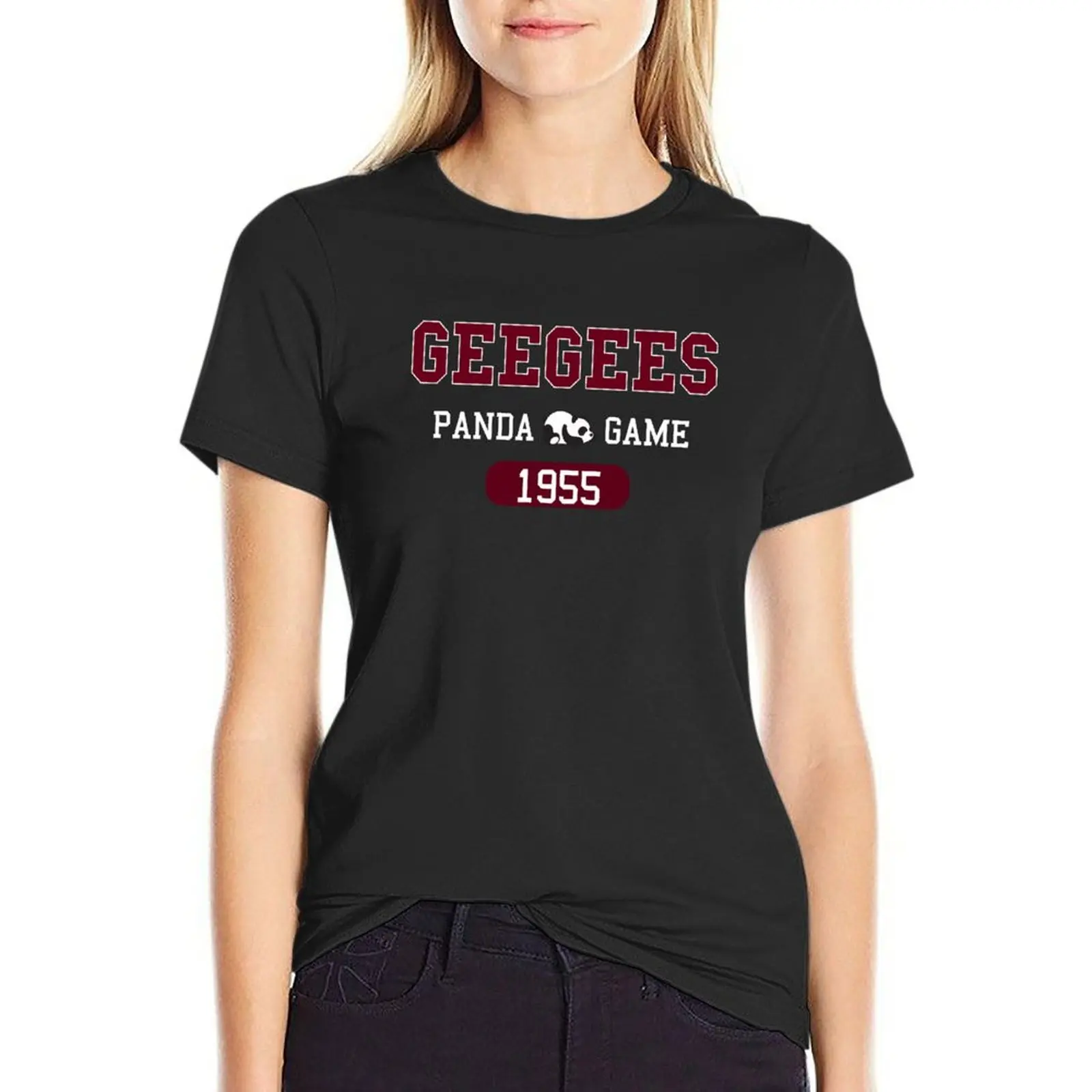 Est, 1955 GeeGees Panda Game (Burgundy + White) T-Shirt tees funnys blacks sweat t-shirt dress for Women long