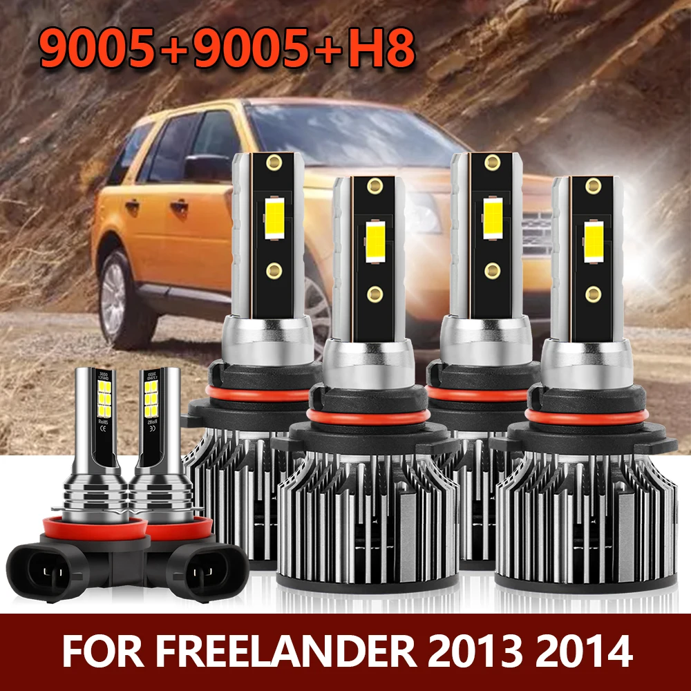 

6x LED Headlight Bulbs + Front Fog Lamps Combo High Low 9005 HB3 H8 Auto Car Bright Lamps Kit For Freelander 2013 2014