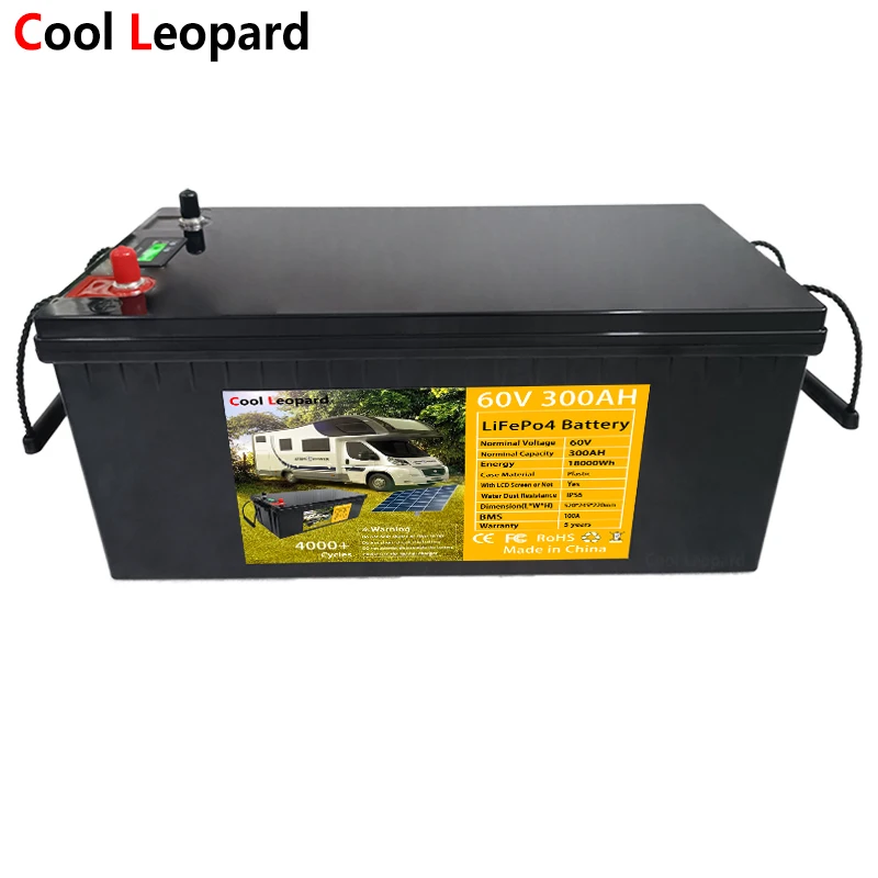 60V 300AH LiFePO4 Batterie Pack 1280WH 2560Wh Gebaut-in BMS 12,8 V Lithium Power Batterie 6000 Zyklen RV camper Off-Grid Solar Energy