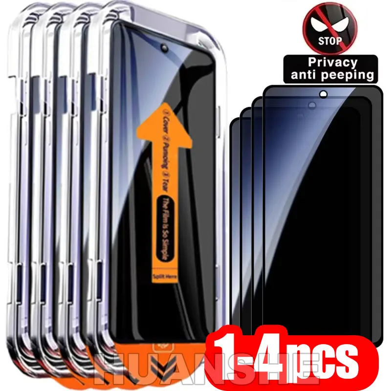 

3-4PCS Privacy Anti Spy Oleophobic Coating Dust Free Easy Install Tempered Glass Screen Protector for Xiaomi Poco X7 Pro 5G