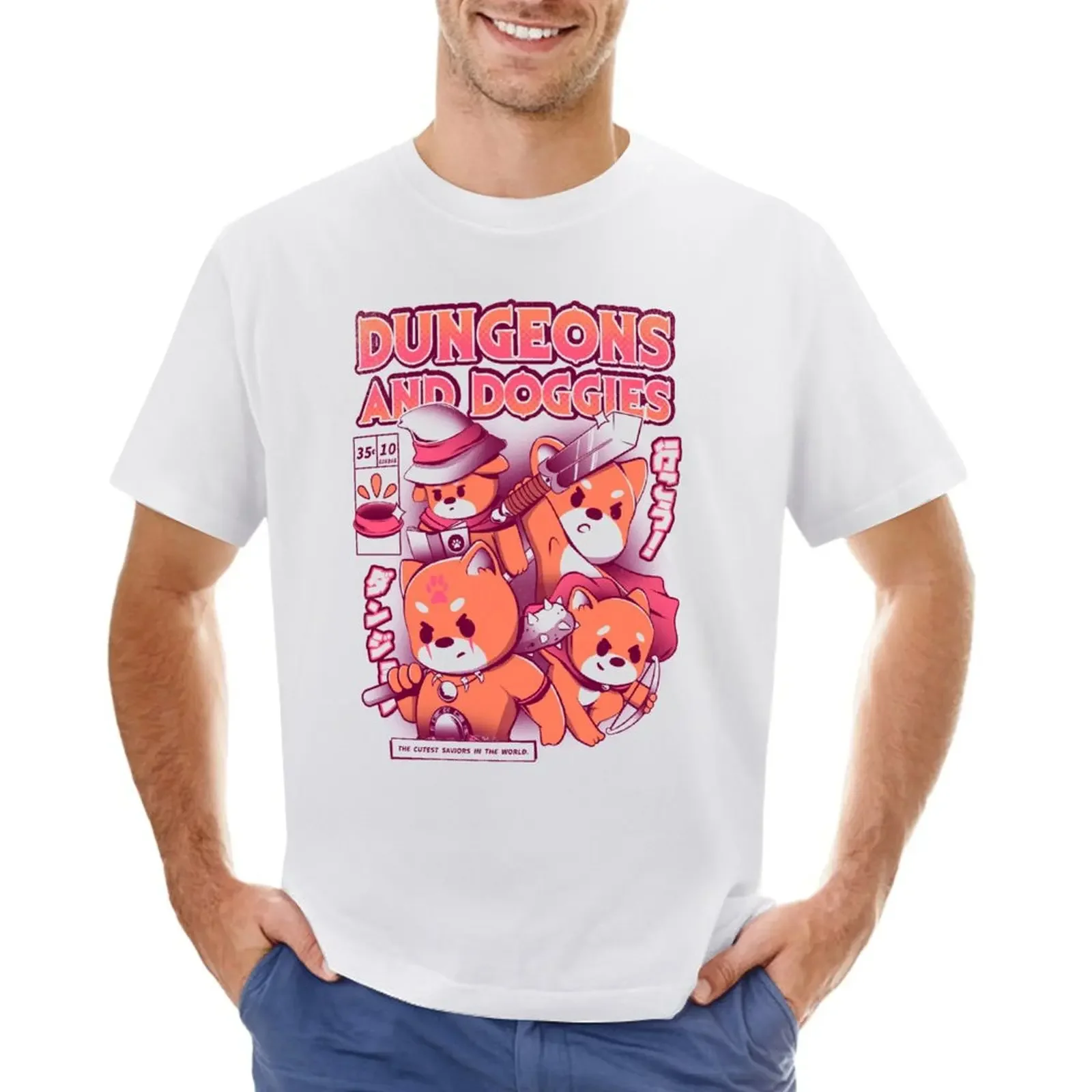 Dungeon and Doggies T-shirt anime clothes funnys t shirt for men