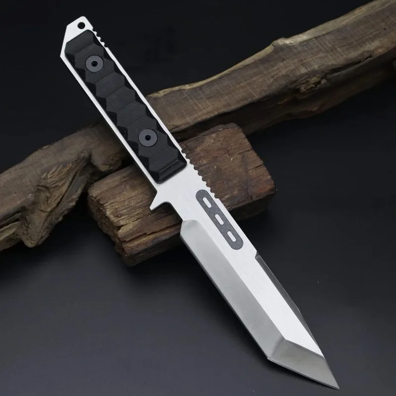 Fixed Blade Tanto Knife Outdoor Hunting Self-defense Durable Portable with Kydex Sheath for Men Camping EDC Hiking Multitool