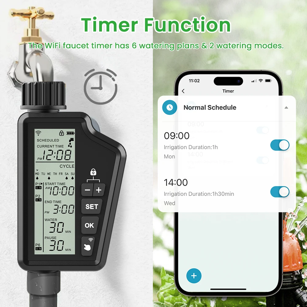 MIUCDA Tuya WiFi Smart Watering Timer Home & Outdoor Garden Automatic Irrigation Tool APP Remote Control For Alexa Google Home