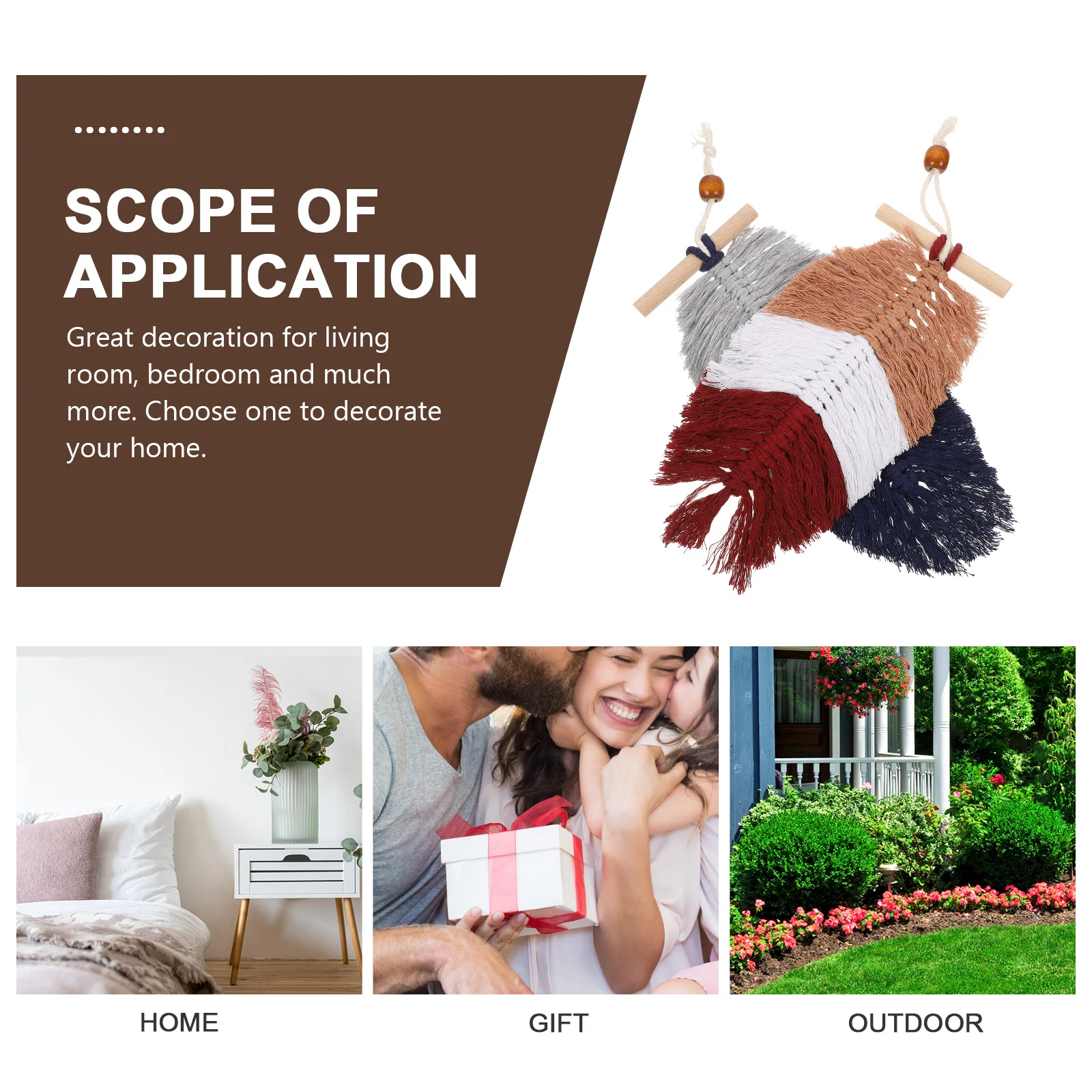 

2Pcs Bohemian Leaf Cotton Rope Macrame Woven Tapestry Wall Hanging Decor Living Room Bedroom Wall Art Leaf Macrame