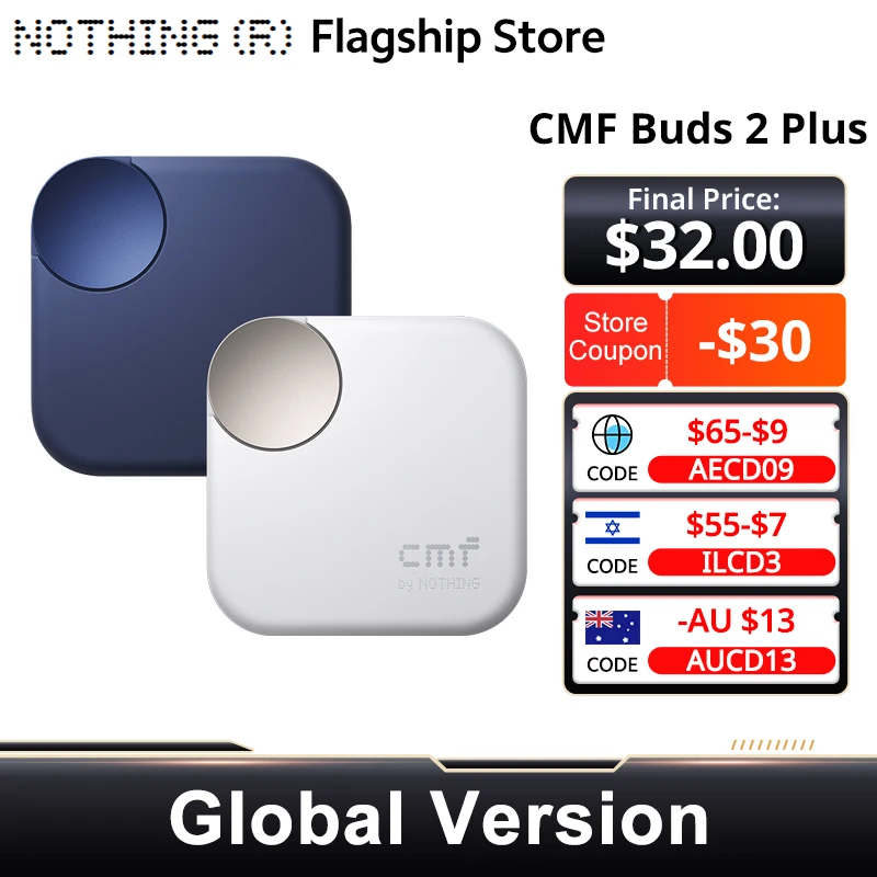 Nothing Buds 2 Plus CMF by New Global version 50dB Hybrid ANC Earbuds Long Battery Hi-Res Audio IP55 Bluetooth-Compatible — product photo 1 of 1