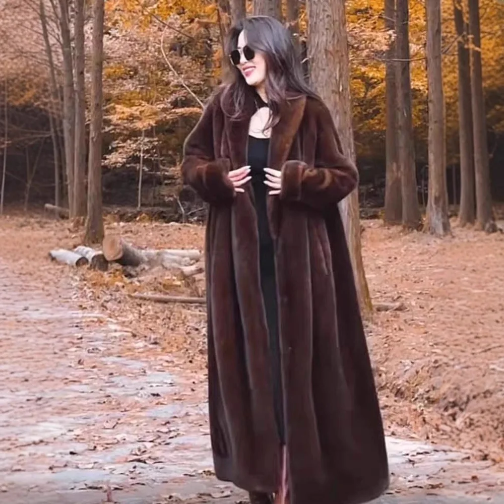 

Ветрозащитная женская зимняя куртка из искусственного меха, однотонная куртка с воротником с лацканами, женская верхняя одежда из норкового меха, женское пальто из искусственного меха в Instagram-стиле