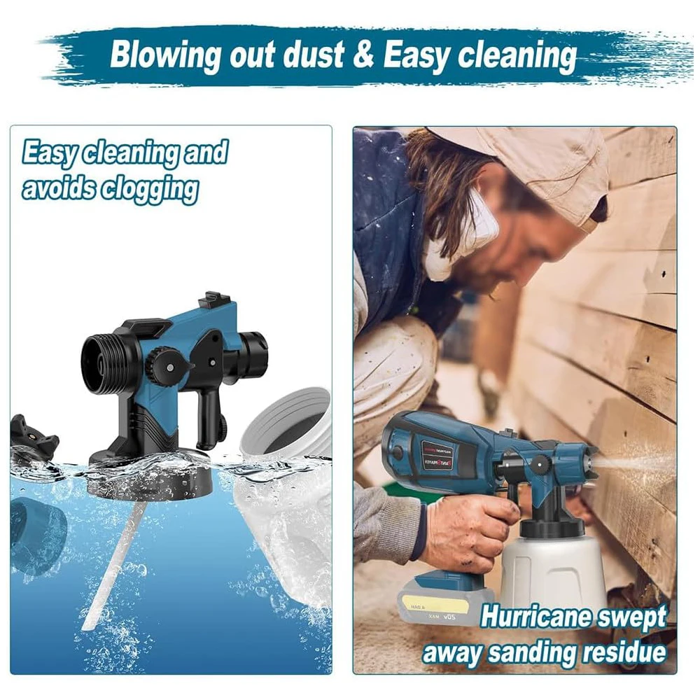 

1400ML Electric Spray Gun Cordless Paint Sprayer Portable Household Sprayer Flow Control Tool