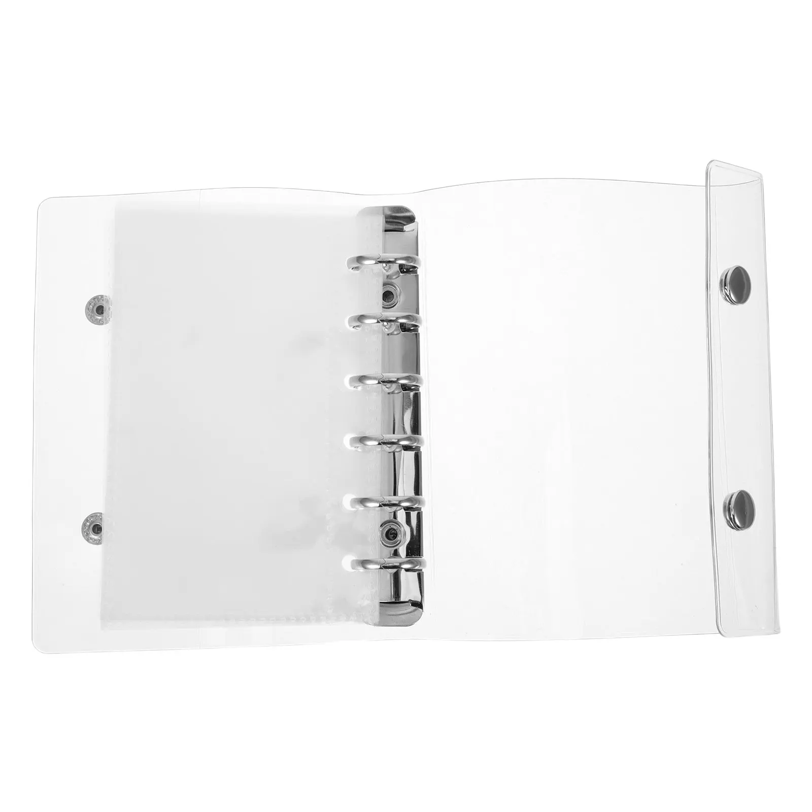 

A7 PVC Soft Cover Binder Transparent Clear 6 Ring Snap Closure Loose Leaf Notebook Organizer Journal Budget Card