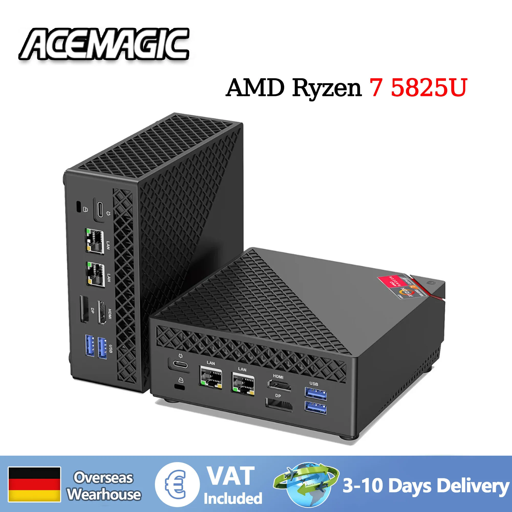 ACEMAGIC AM06PRO Mini PC АMD Ryzen 7 5825U tot 4,5 GHz 32 GB DDR4 512 GB M.2 SSD Mini Desktop Computer met VESA voor School