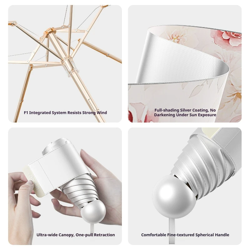 UPF50+ Titanium Silver Coating Umbrella 5 Fold Capsule Umbrella Mini Portable Sun Protection Parasol Compact Travel Sunshade