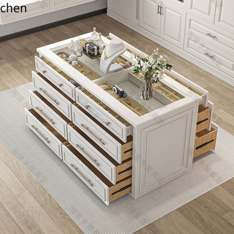 

DSA Cloakroom Center Island Cabinet Jewelry Cabinet Bedroom Lacquer Cabinet Center Island Double-Sided Display Chest of Drawers