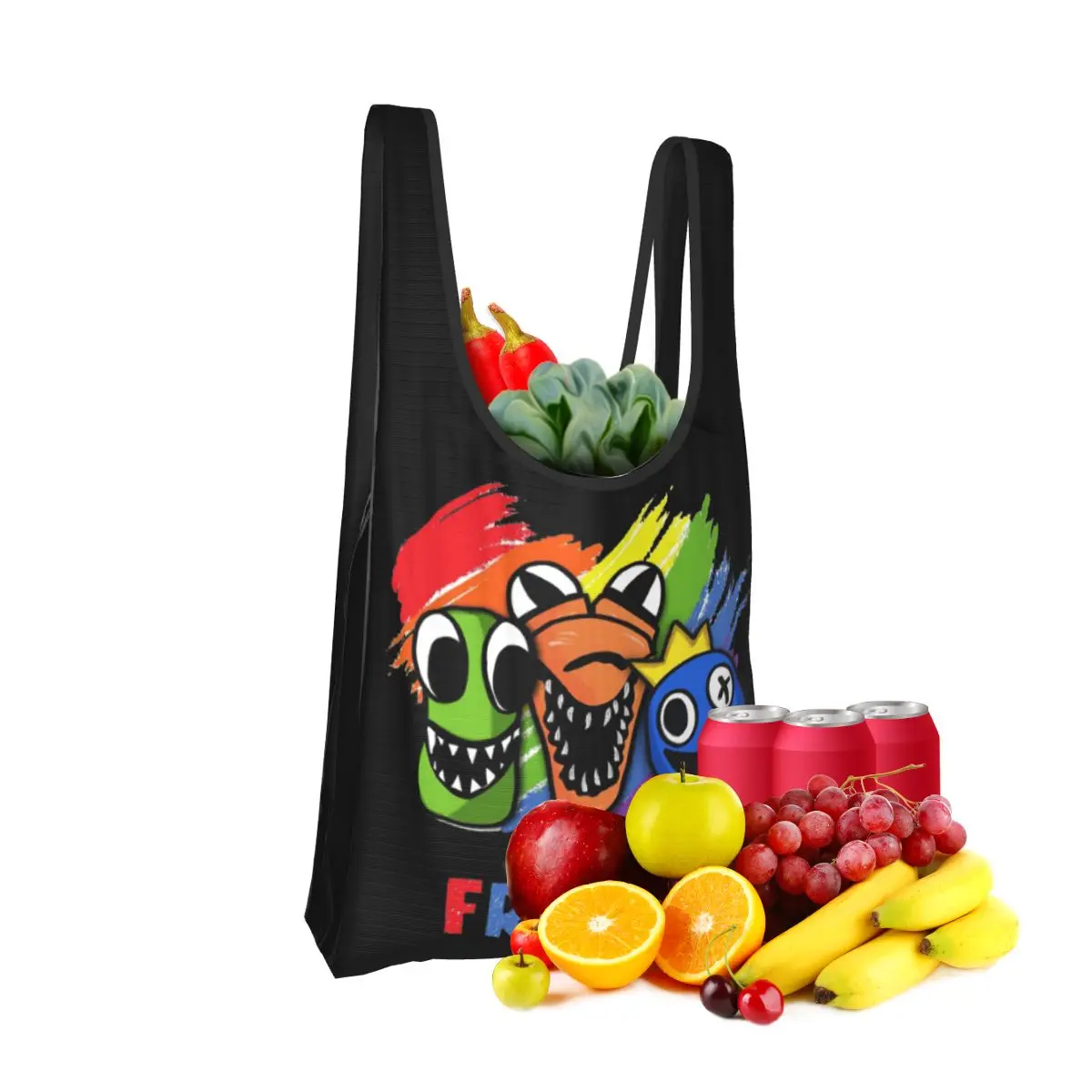 

Rainbow Friends Characters Shopping Bag Portable Tote Bags Reusable Shoulder Shopper Bag Groceries Handbag
