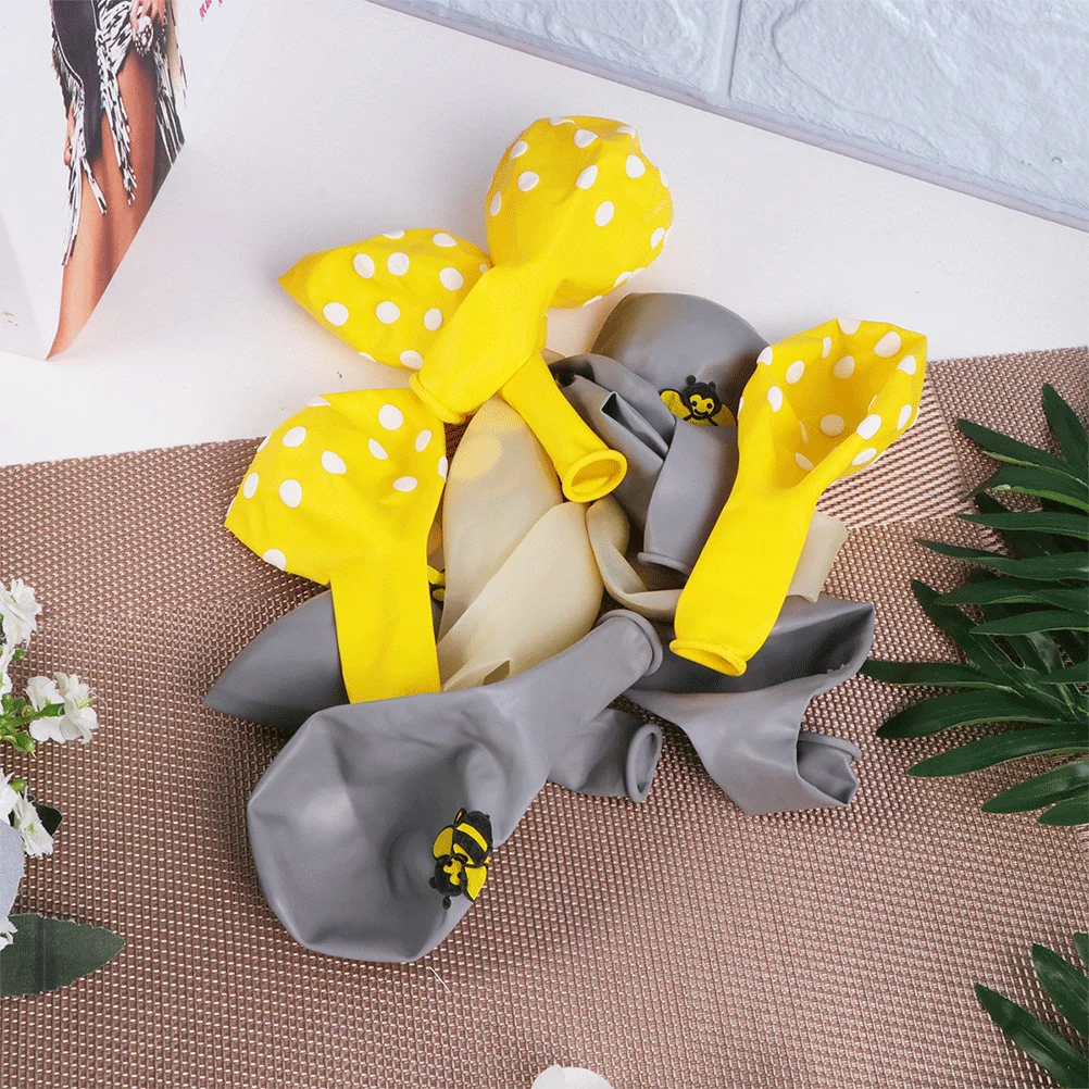 

30Pcs Printed Bee Balloons 12 Inch Latex Durable Party Decoration Birthday Baby Shower Dot Sequin Balloon Set Dot Balloons