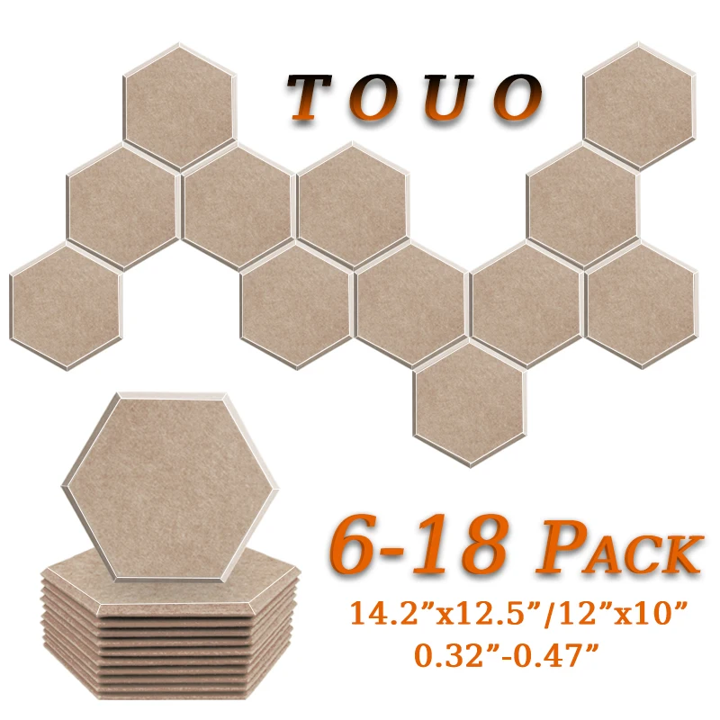 TOUO Acoustic Panel 6-18pc Studio Room Acoustic Treatment Flame-Retardant Material Soundproof Wall Panels Ktv Acoustic Treatment