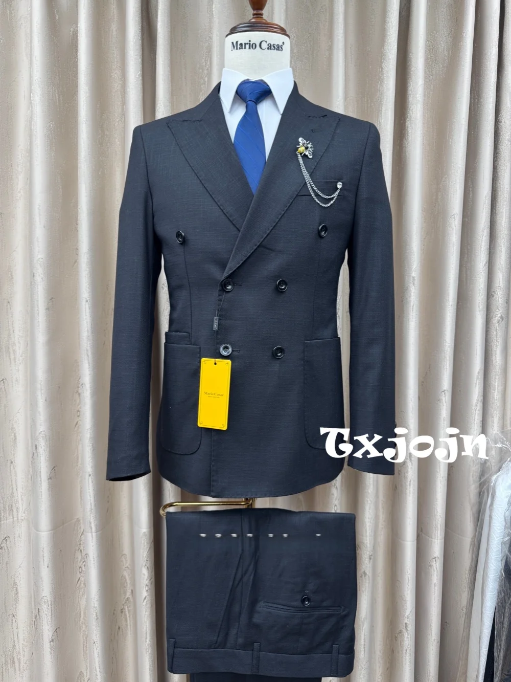 

Double Breasted Men's Suits 2 Pieces Business Party Outfit Elegant Formal Slim Fit Suit Set Wedding Groom Sets Plus Size S-3XL