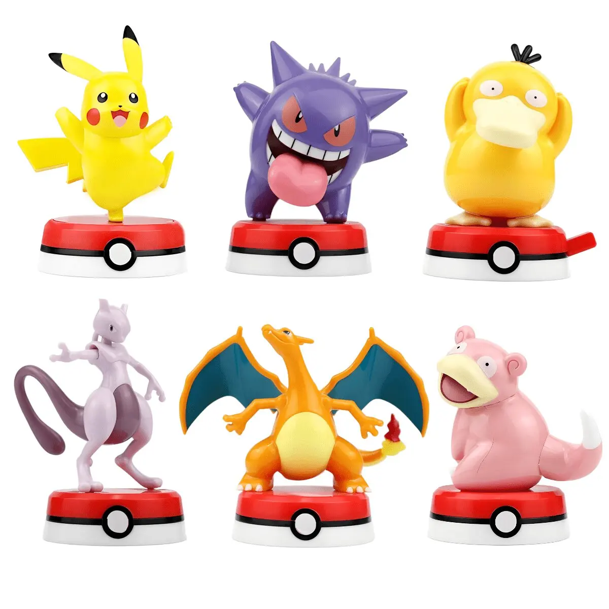 Genuine Pokemon Character Figure Toy doll Style Pikachu Charizard Gengar Mewtwo Psyduck Slowpoke Anime Characters Ornaments Gift