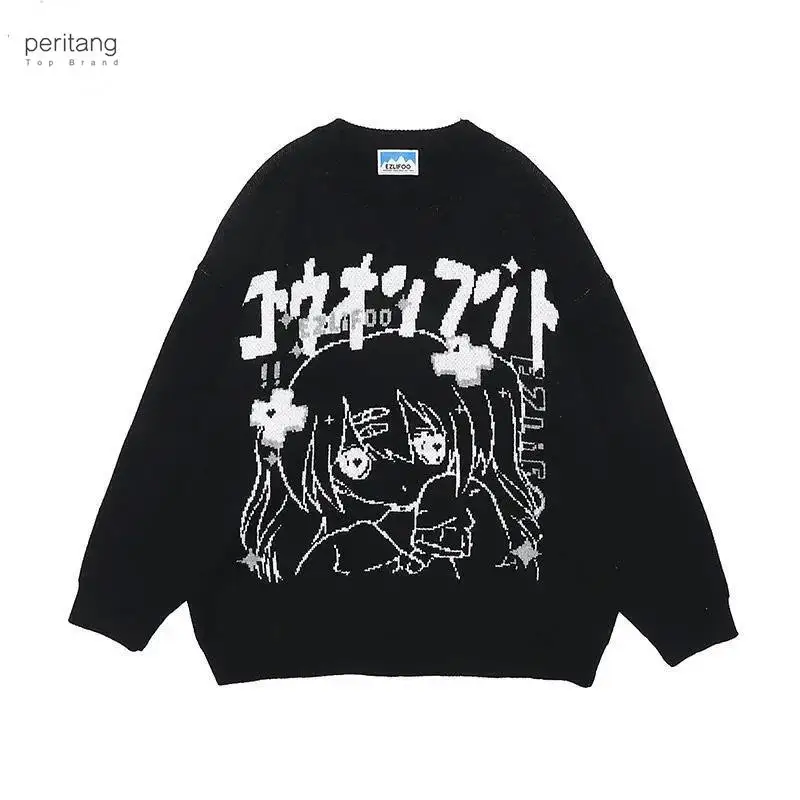 

Women's Sweater Oversize Y2k Tops Long Sleeve Jumper Autumn Anime Pullover Goth Streetwear Knitted Coat Vintage Korean Clothing