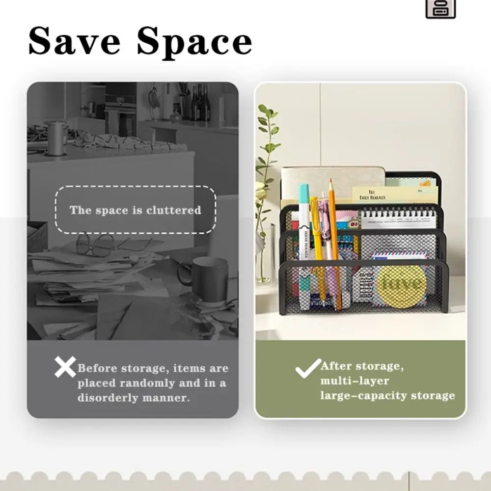 High Quality Metal Table File Rack Mesh Three Layers Desktop Storage Stand Mail Holder School Office