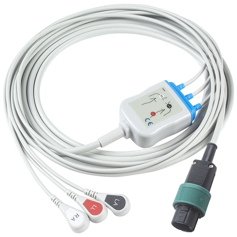 Compatible Heyer Saadat Alborz B9 Zagros S Alvand H12 H18 V18 Aria TC S1600 S1800 8pin ECG Cable and Leadwires ECG Cables