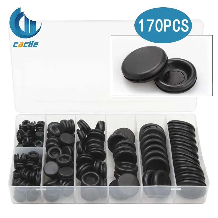 

125 Pcs Rubber Guard Coil Automotive Grommets Protector Thread Cable Entry Closed