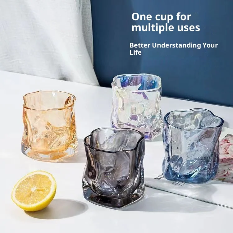 

Creative Colorful Twisted Glass Cup Whiskey Glasses Unique Water Cups Innovative Twist Design Beverageware