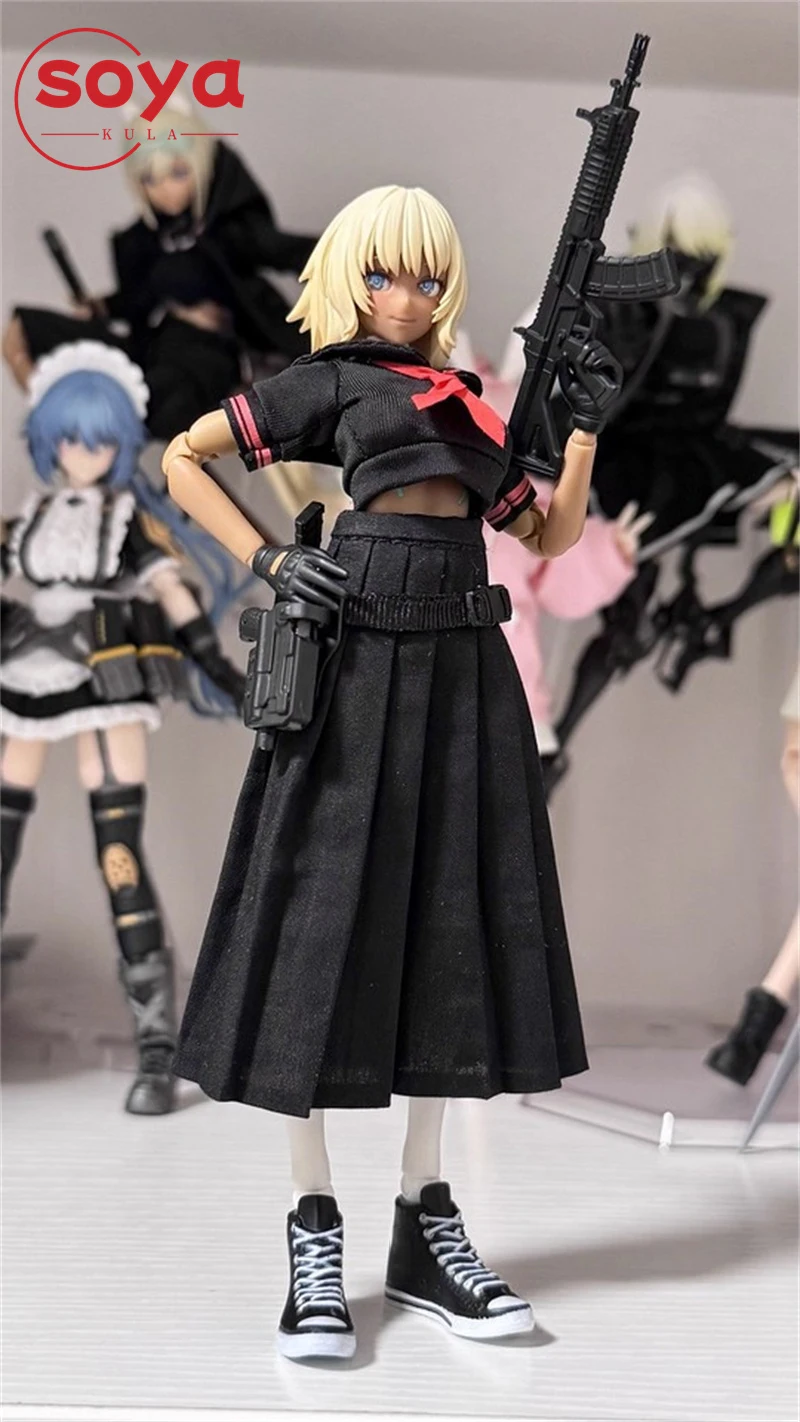 Strój marynarski dla dziewczynki w skali 1/12, plisowana spódnica JK, mundurek szkolny z butami, model ubrań pasujący do figurki akcji Azone o wysokości 6 cali.