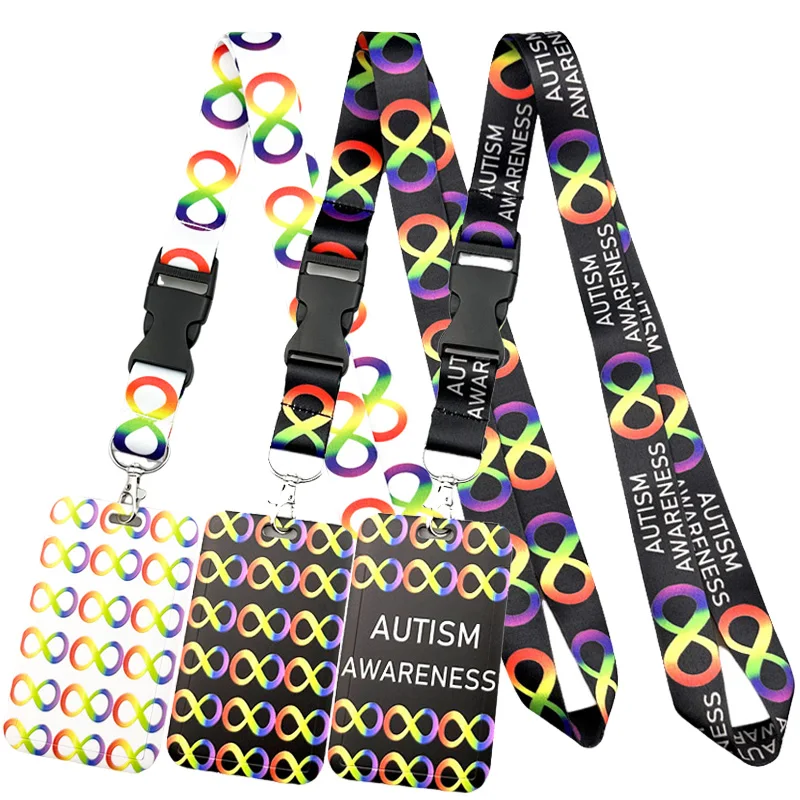 

Autism Awareness Neurodiversity Art Cartoon Anime Fashion Lanyards Bus ID Name Work Card Holder Accessories Decorations Kids