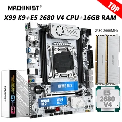 MACHINIST-placa base K9 X99, Combo LGA 2011-3 E5 2680 V4, kit Xeon CPU DDR4, 16GB RAM, 2666MHz, Memoria NVME M.2 USB 3,0, cuatro canales